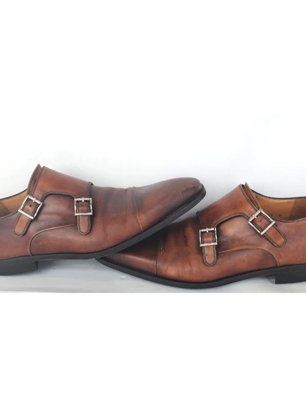 Magnanni Double Monk Strap Leather Dress Shoe Cognac Size 10  M